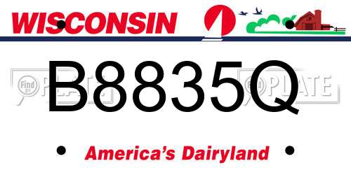 B8835Q Wisconsin License Plate