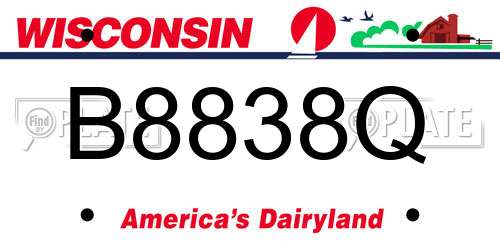 B8838Q Wisconsin License Plate