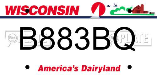 B883BQ Wisconsin License Plate