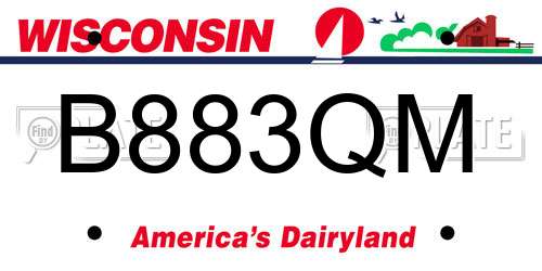 B883QM Wisconsin License Plate