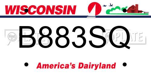 B883SQ Wisconsin License Plate