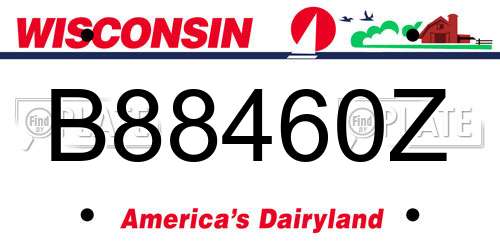 B88460Z Wisconsin License Plate