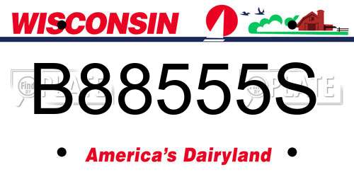 B88555S Wisconsin License Plate