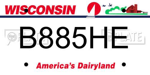 B885HE Wisconsin License Plate