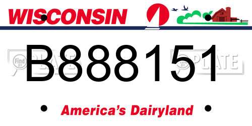 B888151 Wisconsin License Plate