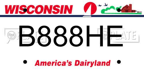 B888HE Wisconsin License Plate