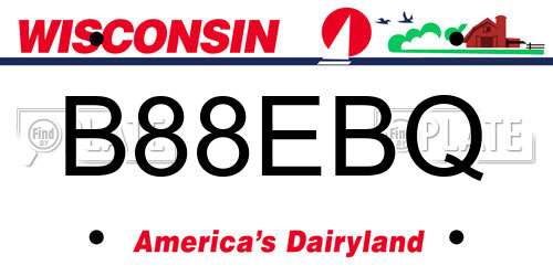 B88EBQ Wisconsin License Plate