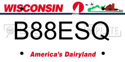 B88ESQ Wisconsin License Plate