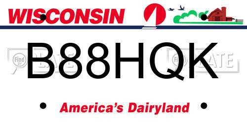 B88HQK Wisconsin License Plate