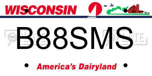 B88SMS Wisconsin License Plate
