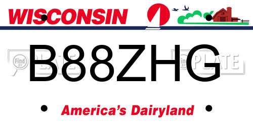 B88ZHG Wisconsin License Plate