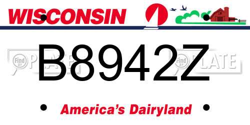 B8942Z Wisconsin License Plate