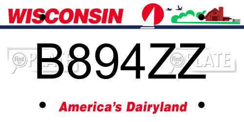B894ZZ Wisconsin License Plate