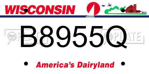 B8955Q Wisconsin License Plate