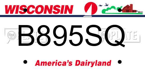 B895SQ Wisconsin License Plate