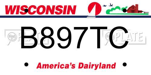 B897TC Wisconsin License Plate