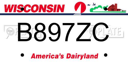 B897ZC Wisconsin License Plate