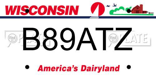 B89ATZ Wisconsin License Plate