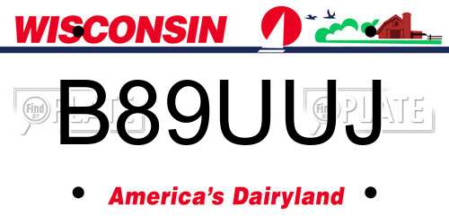 B89UUJ Wisconsin License Plate