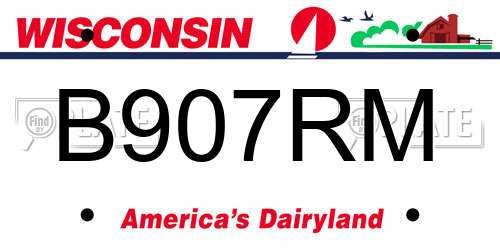 B907RM Wisconsin License Plate