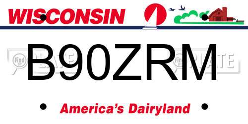 B90ZRM Wisconsin License Plate