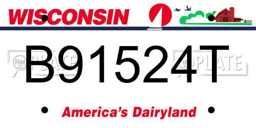 B91524T Wisconsin License Plate