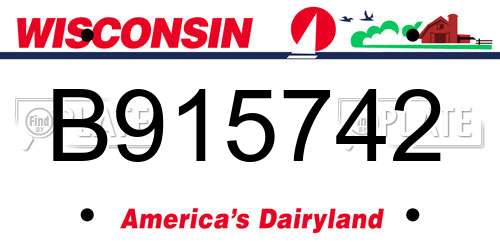 B915742 Wisconsin License Plate