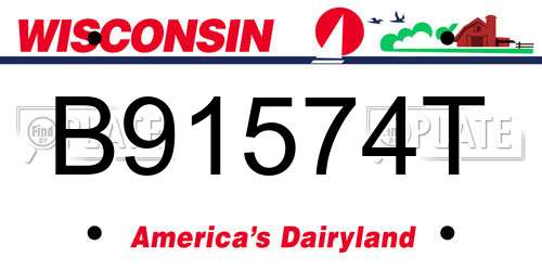 B91574T Wisconsin License Plate