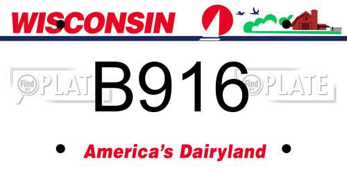 B916 Wisconsin License Plate