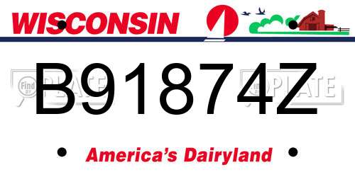 B91874Z Wisconsin License Plate