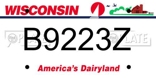 B9223Z Wisconsin License Plate