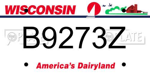 B9273Z Wisconsin License Plate