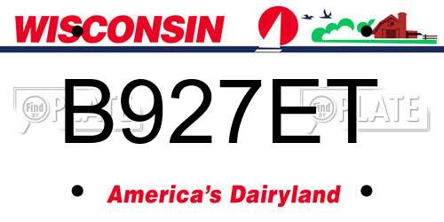 B927ET Wisconsin License Plate