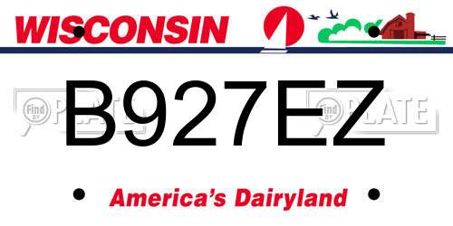 B927EZ Wisconsin License Plate