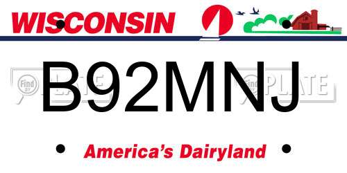 B92MNJ Wisconsin License Plate