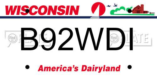 B92WDI Wisconsin License Plate