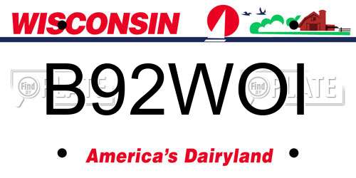 B92WOI Wisconsin License Plate