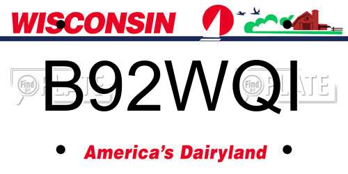 B92WQI Wisconsin License Plate