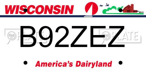 B92ZEZ Wisconsin License Plate