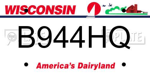 B944HQ Wisconsin License Plate