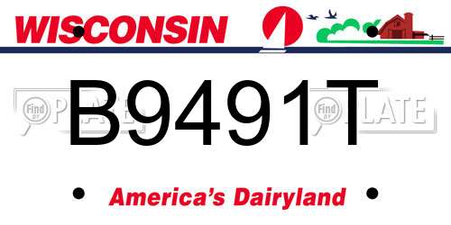 B9491T Wisconsin License Plate