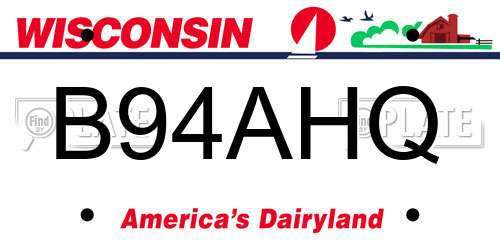 B94AHQ Wisconsin License Plate