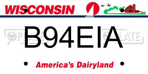 B94EIA Wisconsin License Plate