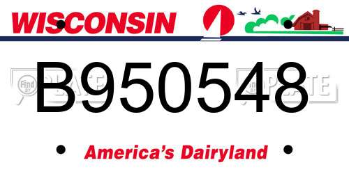 B950548 Wisconsin License Plate
