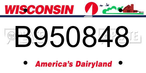 B950848 Wisconsin License Plate