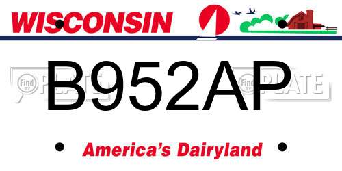 B952AP Wisconsin License Plate