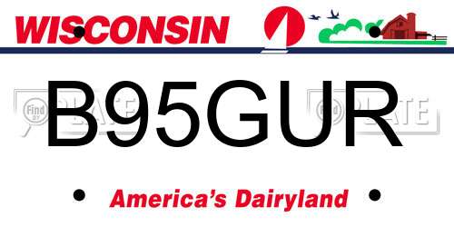 B95GUR Wisconsin License Plate
