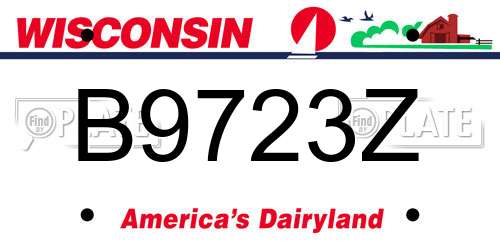 B9723Z Wisconsin License Plate