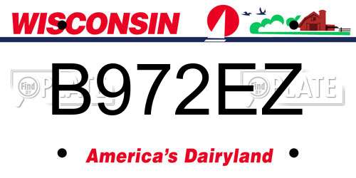 B972EZ Wisconsin License Plate