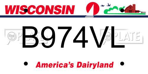 B974VL Wisconsin License Plate